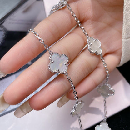 [Violet JW]CLOVER 10 MOTIFS WHITE MOTHER OF PEARL NECKLACE