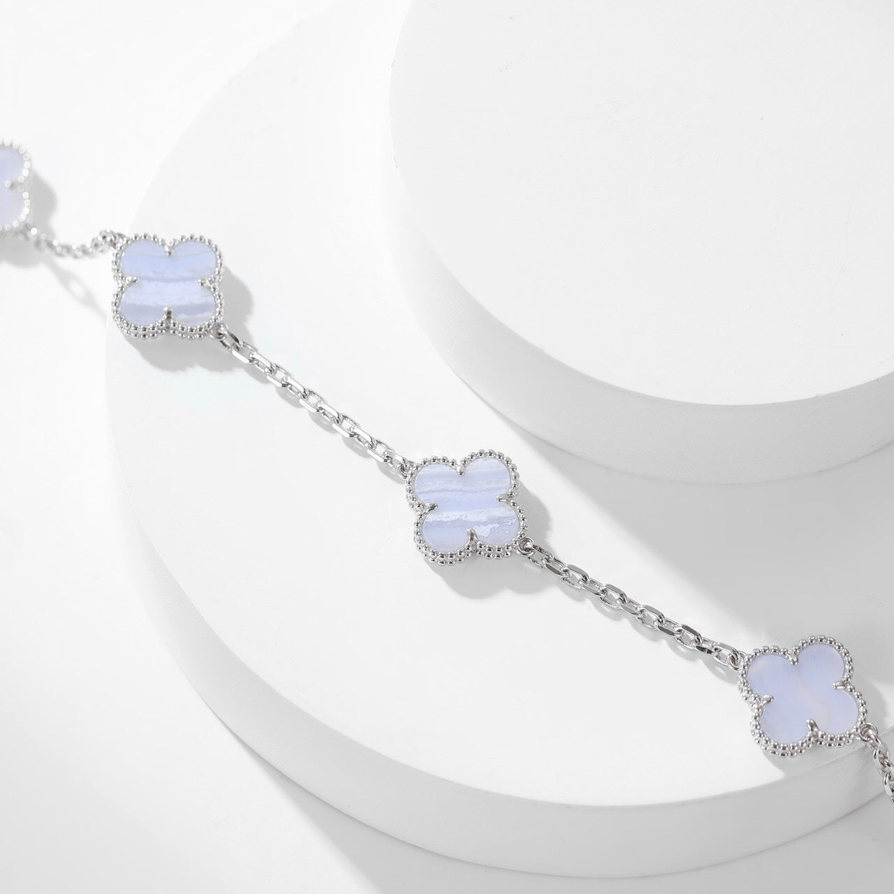 [Violet JW]CLOVER 10 MOTIFS PURPLE CHALCEDONY NECKLACE