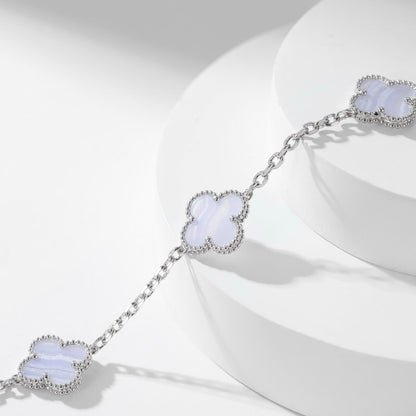 [Violet JW]CLOVER 10 MOTIFS PURPLE CHALCEDONY NECKLACE