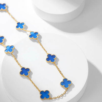 [Violet JW]CLOVER 10 MOTIFS BLUE AGATE NECKLACE