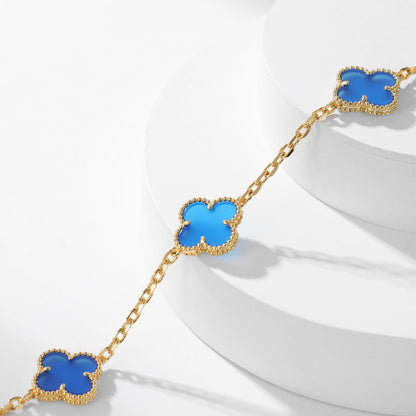 [Violet JW]CLOVER 10 MOTIFS BLUE AGATE NECKLACE