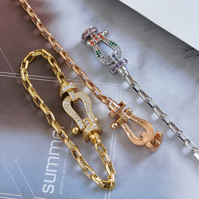 [Violet JW]FORCE LARGE HORSESHOE CLASP  METAL BRACELET