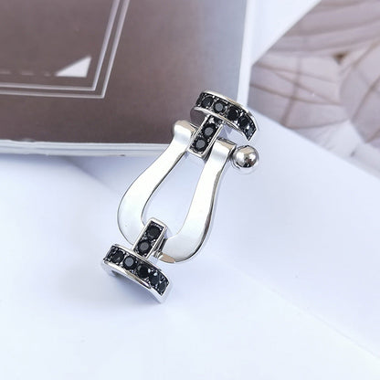 [Violet JW]FORCE LARGE HORSESHOE BLACK DIAMOND BRACELET SILVER