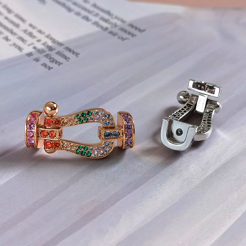 [Violet JW]FORC LARGE HORSESHOE  COLORED DIAMOND BRACELET SILVER