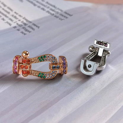 [Violet JW]FORC LARGE HORSESHOE  COLORED DIAMOND BRACELET SILVER