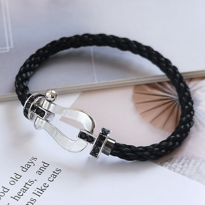 [Violet JW]FORCE LARGE HORSESHOE BLACK DIAMOND BRACELET SILVER