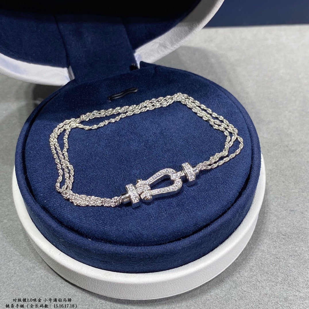 [Violet JW]FORCE SMALL HORSESHOE  DIAMOND CHAIN ROPE BRACELET