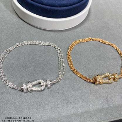 [Violet JW]FORCE SMALL HORSESHOE  DIAMOND CHAIN ROPE BRACELET