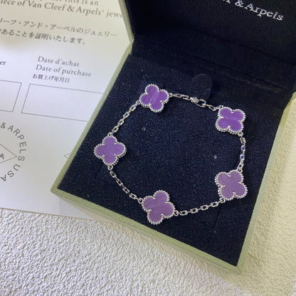 [Violet JW]CLOVER  5 MOTIFS  PURPLE VIOLET BRACELET