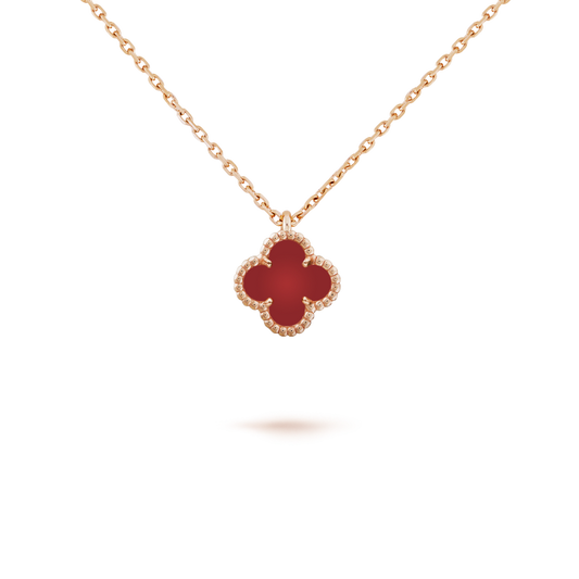 [Violet JW]CLOVER MINI 9.5MM WHITE CARNELIANS NECKLACE