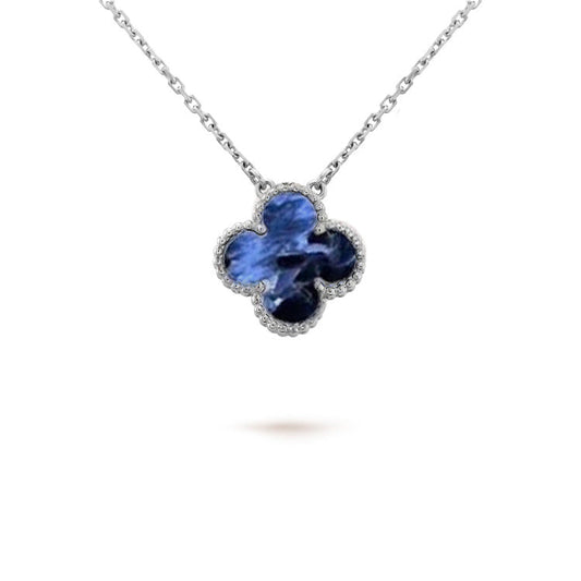 [Violet JW]CLOVER 15MM PIETERSITE NECKLACE SILVER
