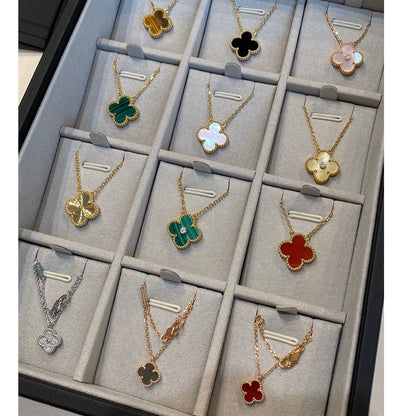 [Violet JW]CLOVER 15MM LASER NECKLACE SILVER