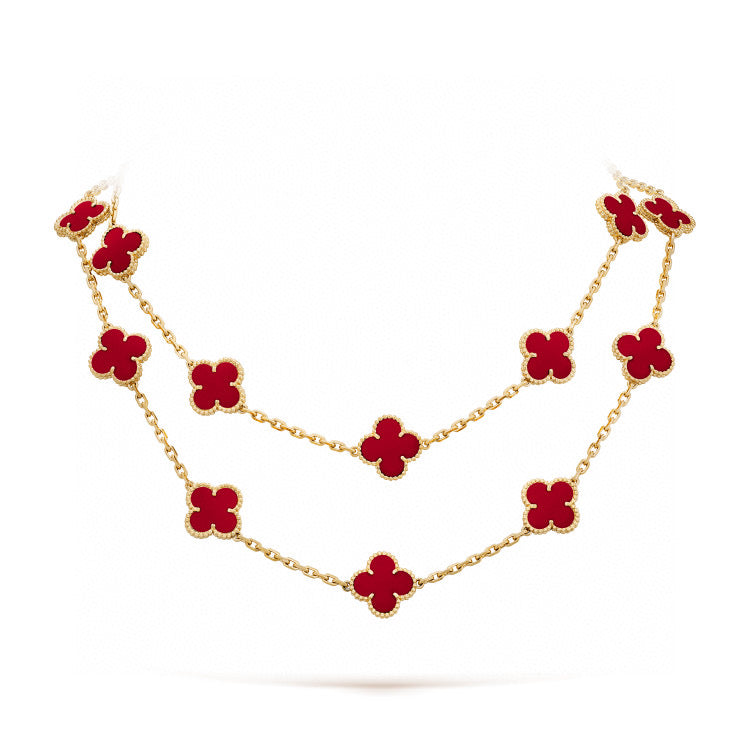 [Violet JW]CLOVER 20 MOTIFS CARNELIAN NECKLACE