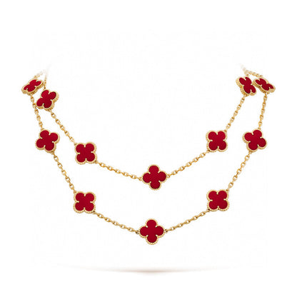 [Violet JW]CLOVER 20 MOTIFS CARNELIAN NECKLACE