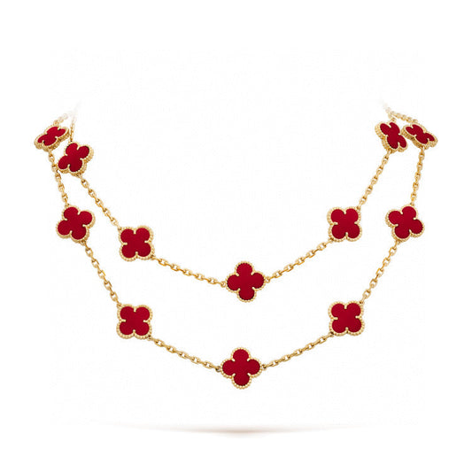 [Violet JW]CLOVER 20 MOTIFS CARNELIAN NECKLACE