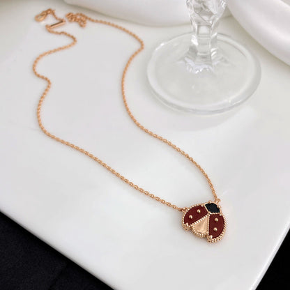 [Violet JW]LUCKY  CARNELIANS LADYBUG NECKLACE