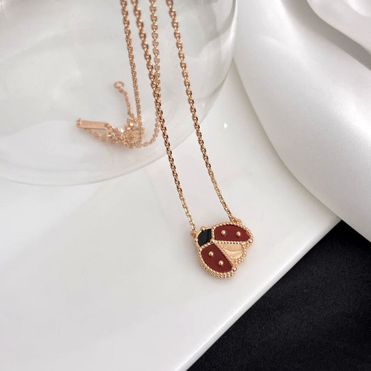 [Violet JW]LUCKY  CARNELIANS LADYBUG NECKLACE