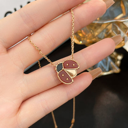 [Violet JW]LUCKY  CARNELIANS LADYBUG NECKLACE