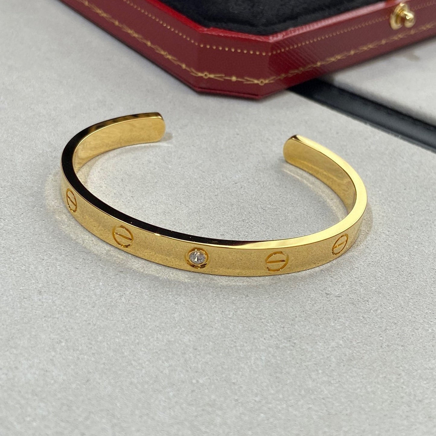[Violet JW]LOVE BRACELET 6.1MM 1 DIAMOND OPEN CUFF