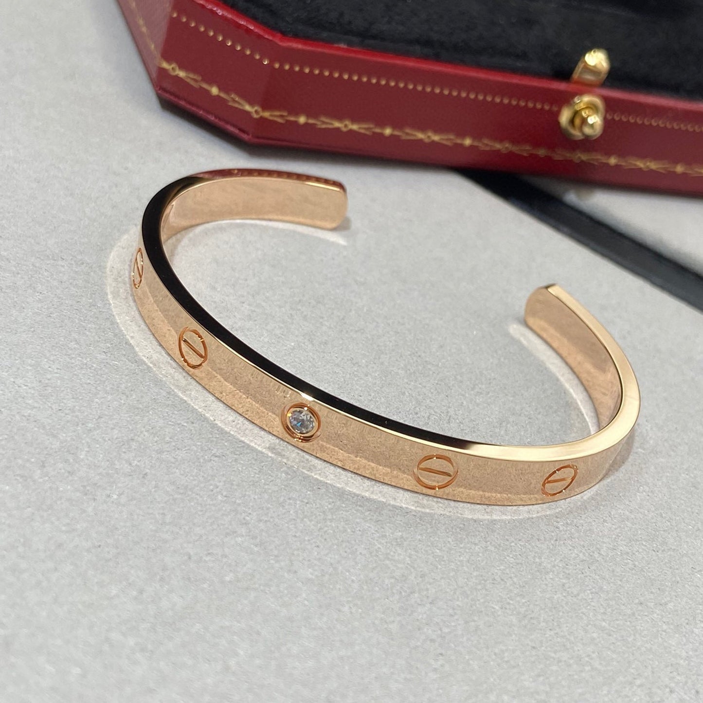 [Violet JW]LOVE BRACELET 6.1MM 1 DIAMOND OPEN CUFF