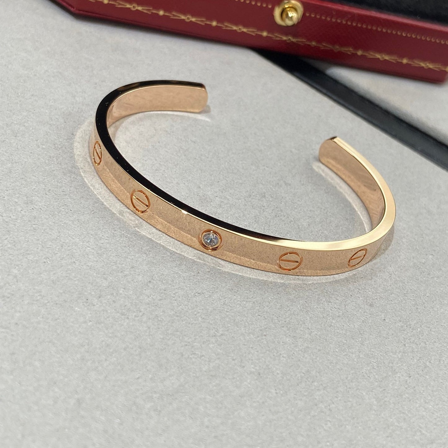 [Violet JW]LOVE BRACELET 6.1MM 1 DIAMOND OPEN CUFF
