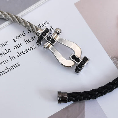 [Violet JW]FORCE LARGE HORSESHOE BLACK DIAMOND BRACELET SILVER