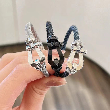 [Violet JW]FORCE LARGE HORSESHOE FULL DIAMOND BRACELET SILVER