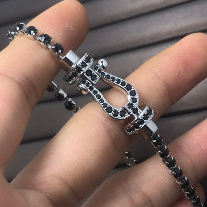 [Violet JW]FORCE  LARGE HORSESHOE FULL DIAMOND TENNIS BRACELET