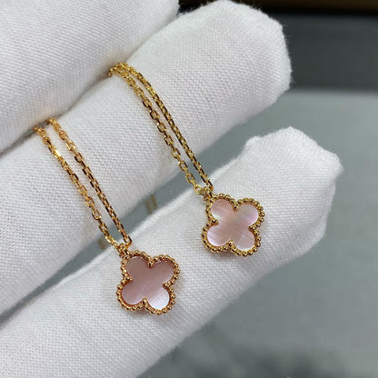 [Violet JW]CLOVER 15MM PINK MOTHER-OF-PEARL SINGLE FLOWER NECKLACE