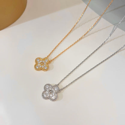 [Violet JW]CLOVER 15MM DIAMOND SINGLE FLOWER NECKLACE