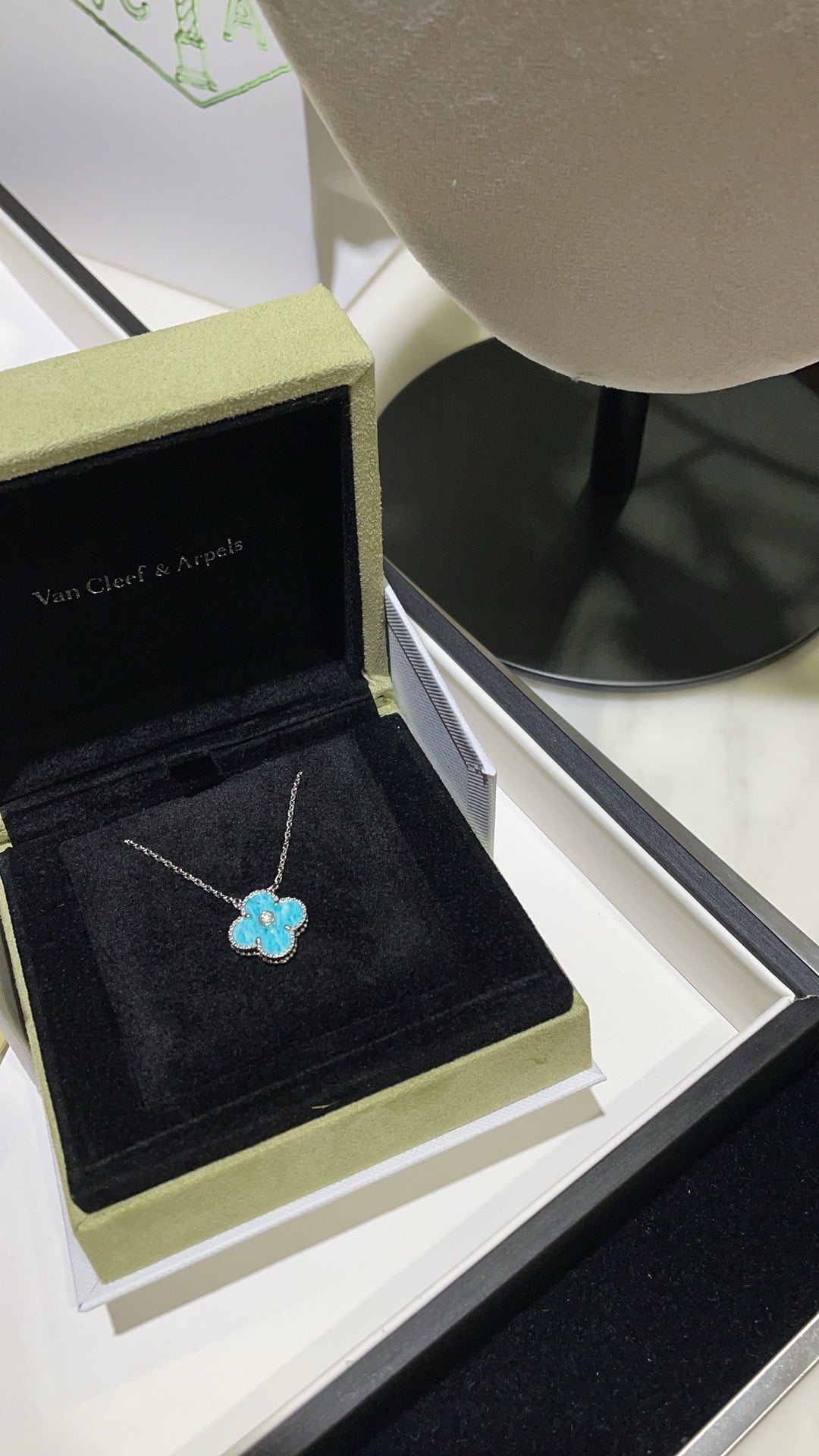 [Violet JW]CLOVER 15MM DIAMOND SVRES PORCELAIN  NECKLACE SILVER