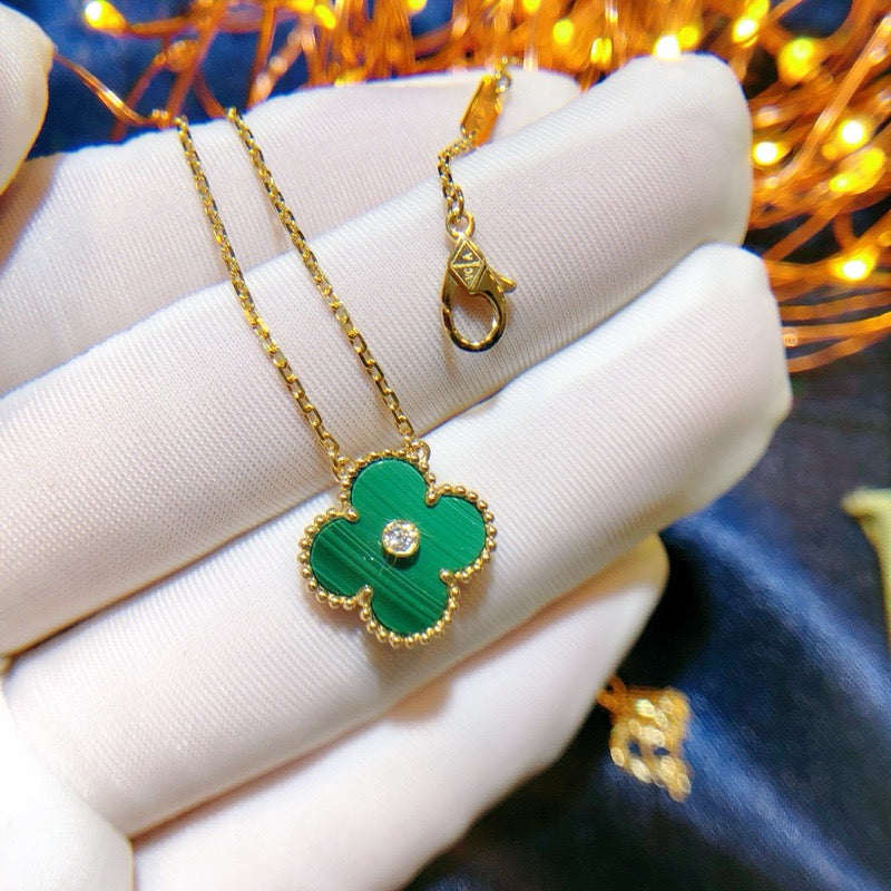 [Violet JW]CLOVER 15MM DIAMOND TURQUOISE NECKLACE