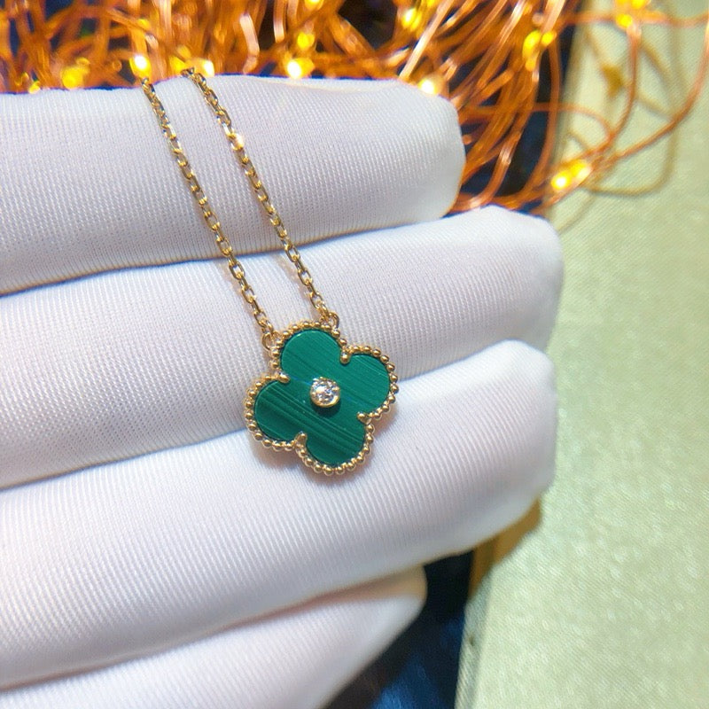 [Violet JW]CLOVER 15MM DIAMOND TURQUOISE NECKLACE