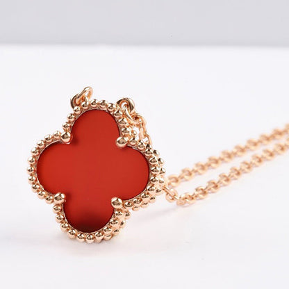 [Violet JW]CLOVER 15MM CARNELIAN SINGLE FLOWER NECKLACE