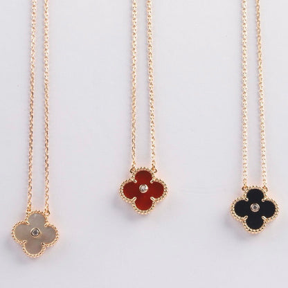 [Violet JW]CLOVER 15MM DIAMOND CARNELIAN NECKLACE