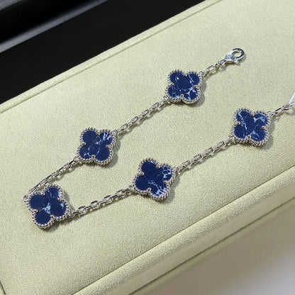 [Violet JW]CLOVER 5 MOTIF PIETERSITE SILVER BRACELET