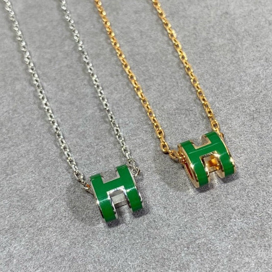 [Violet JW]POP H GREEN NECKLACE SILVER AND GOLD