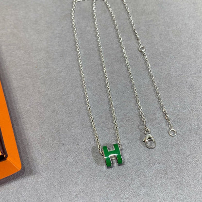 [Violet JW]POP H GREEN NECKLACE SILVER AND GOLD