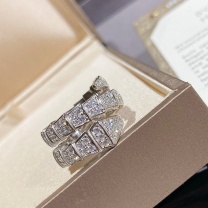 [Violet JW]SERPENTI DOUBLE RING SILVER DIAMOND PAVED