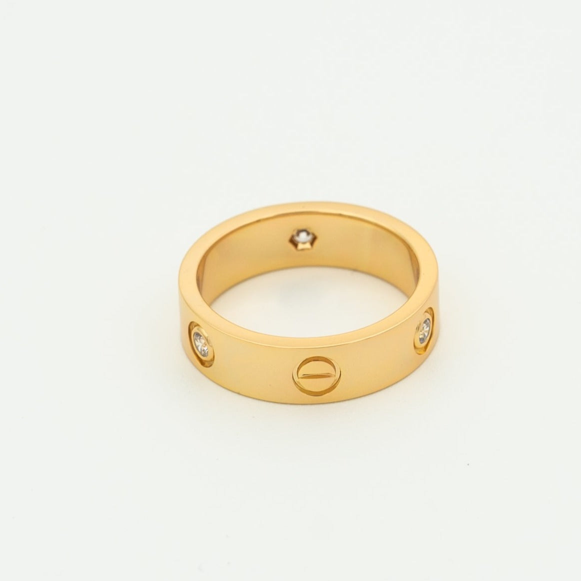 [Violet JW]LOVE RING 5.5MM 3 DIAMONDS PINK GOLD