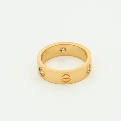 [Violet JW]LOVE RING 5.5MM 3 DIAMONDS PINK GOLD