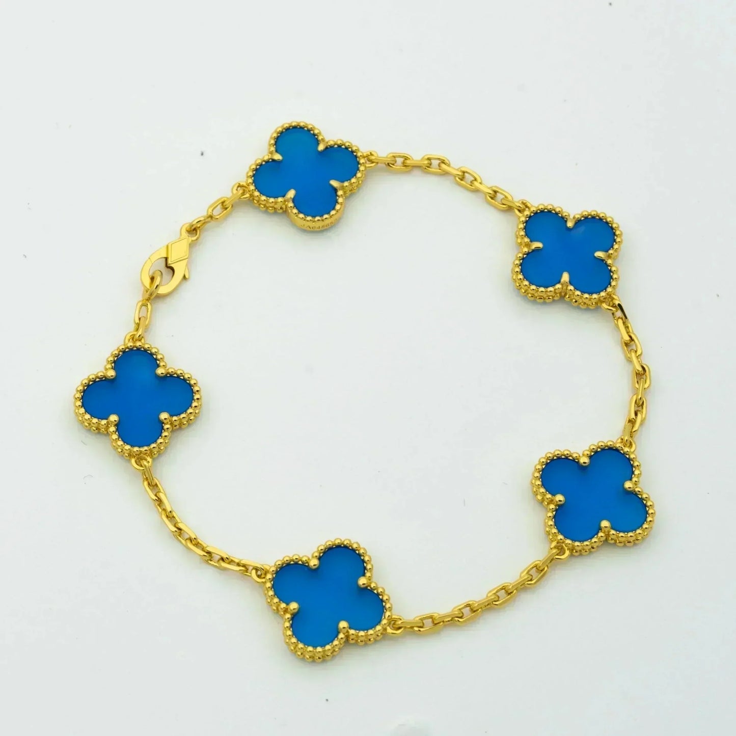 [Violet JW]CLOVER 5 MOTIFS BLUE AGATE BRACELET
