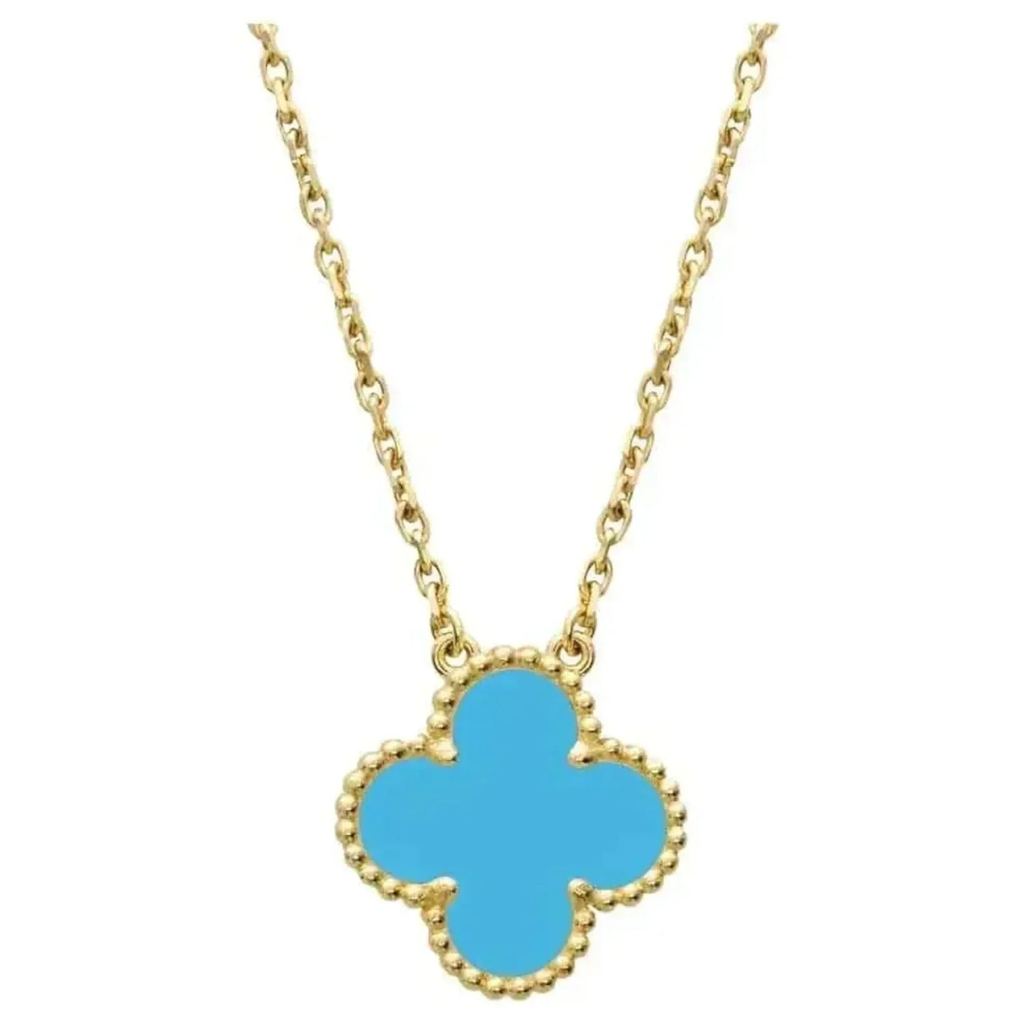 [Violet JW]CLOVER 15MM VINTAGE TURQUOISE NECKLACE