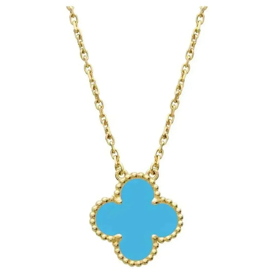 [Violet JW]CLOVER 15MM VINTAGE TURQUOISE NECKLACE