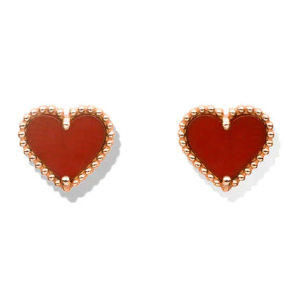 [Violet JW]HEART CARNELIAN STUD EARRINGS