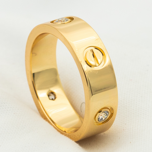 [Violet JW]LOVE RING 5.5MM 3 DIAMONDS PINK GOLD