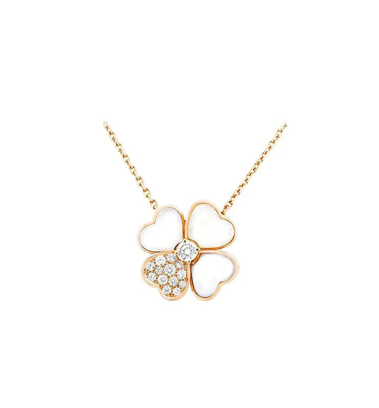 [Violet JW]CLOVER MOP DIAMOND ROSE GOLD NECKLACE