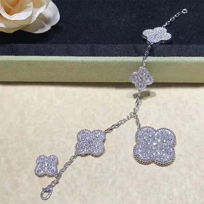 [Violet JW]CLOVER 6 MOTIFS SILVER DIAMOND BRACELET