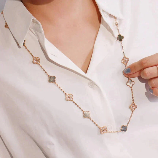 [Violet JW]CLOVER 20 MOTIFS DARK MOP DIAMOND  NECKLACE