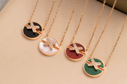 [Violet JW]JEUX DE PINK GOLD DIAMOND NECKLACE